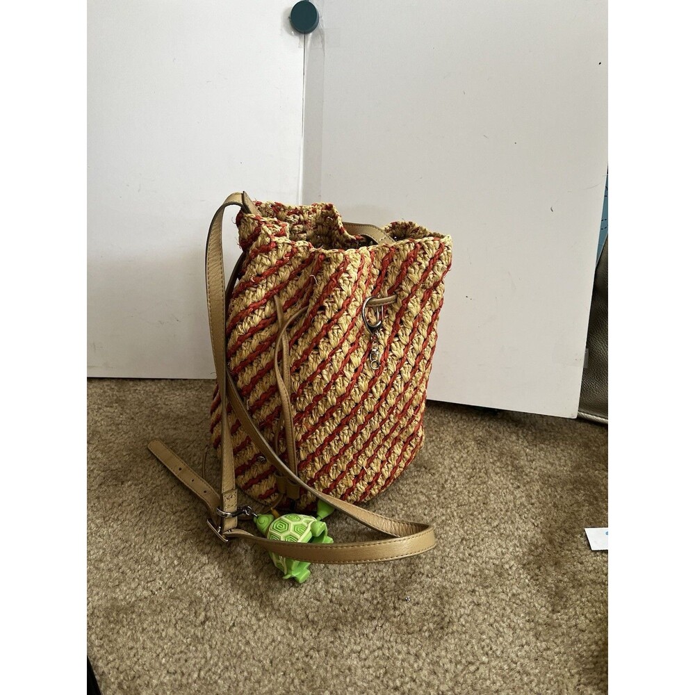 Helen Kaminski Bucket Bag Straw Stripe Festival Party Club Dancing Cruise Resort
